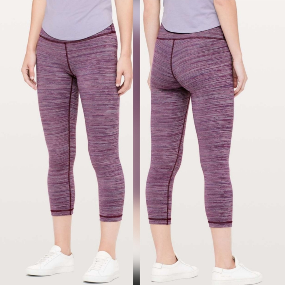 Lululemon Wunder Under Crop High-Rise 21" Edged Stripe Jacquard Blueprint